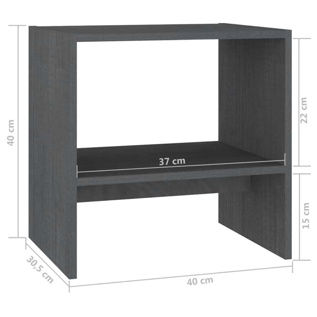 Bedside Cabinets 2 pcs Grey 40x30.5x40 cm Solid Pinewood 808058