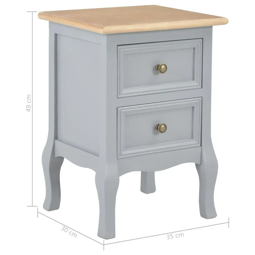 Bedside Cabinets 2 pcs Grey 35x30x49 cm MDF 280039