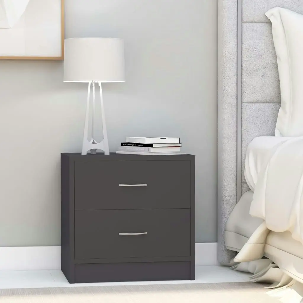 Bedside Cabinets 2 pcs Grey 40x30x40 cm Engineered Wood 801040