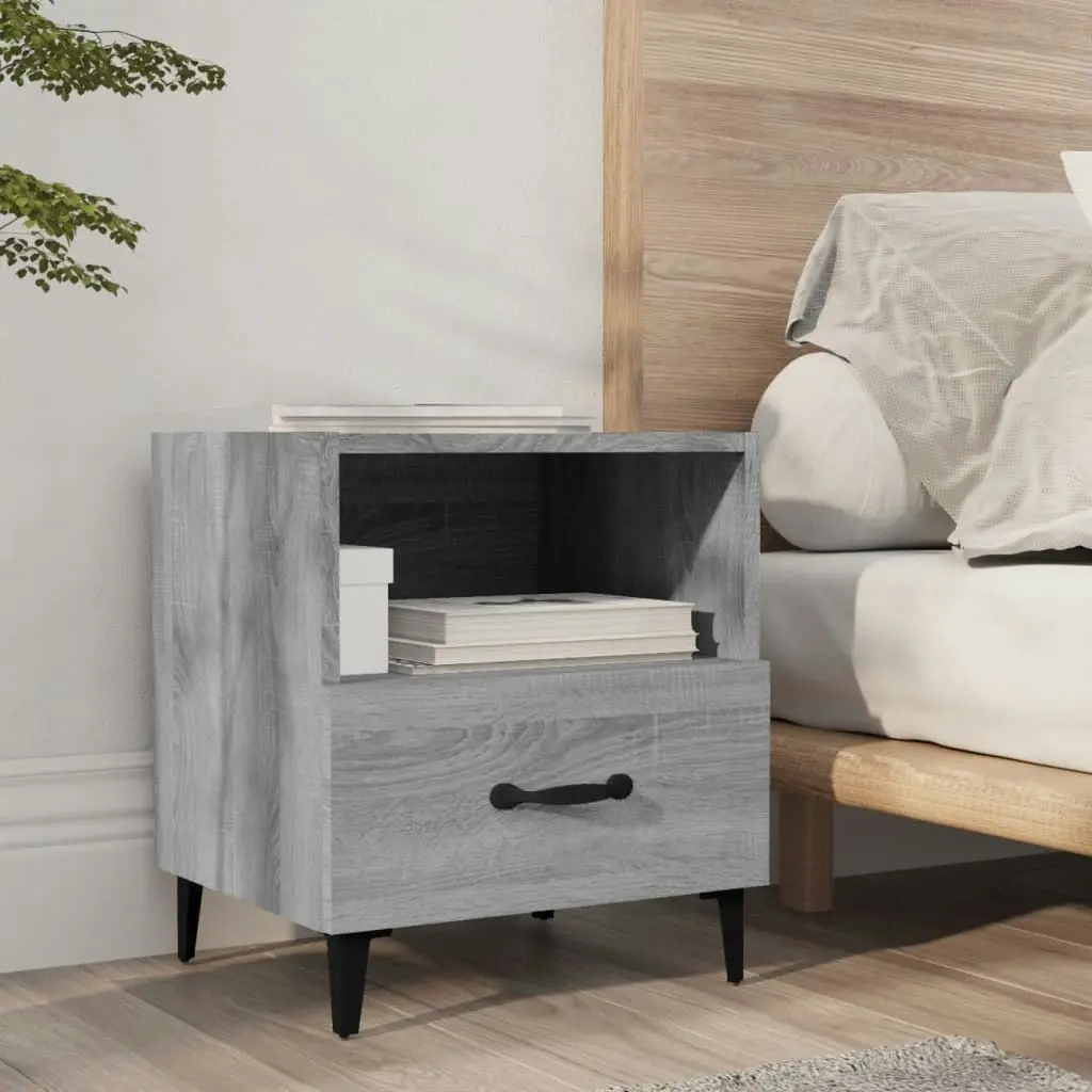 Bedside Cabinets 2 pcs Grey Sonoma Engineered Wood 817306