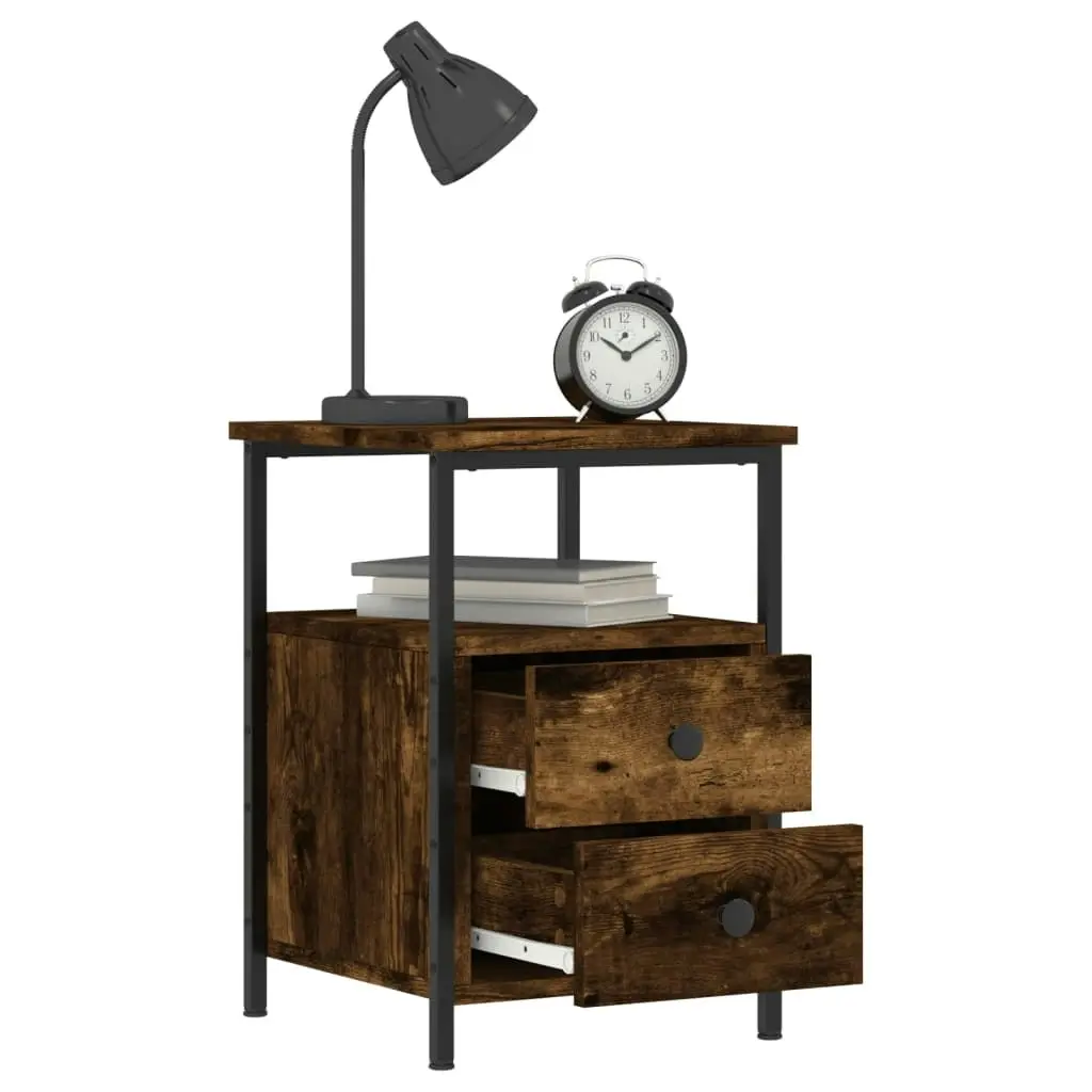 Bedside Cabinet Smoked Oak 34x35.5x50 cm Engineered Wood 826017