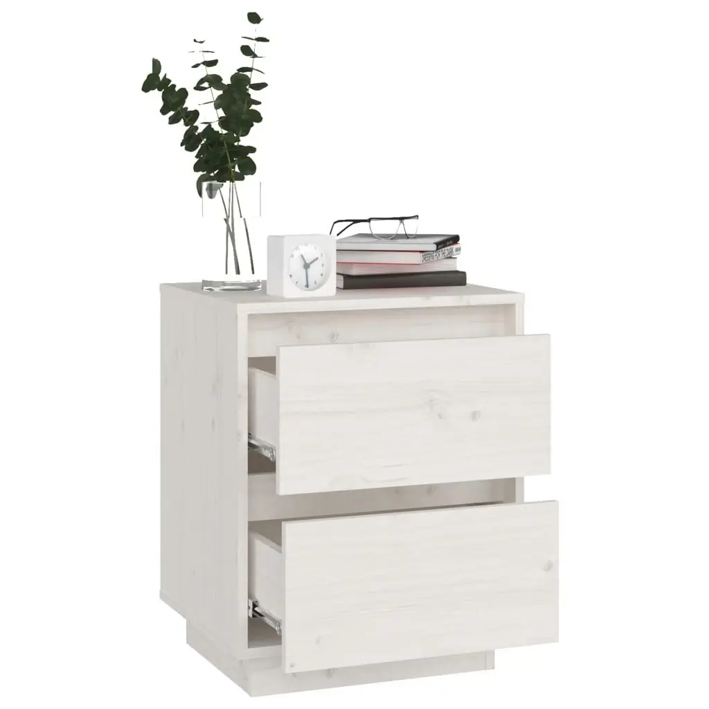 Bedside Cabinets 2 pcs White 40x35x50 cm Solid Wood Pine 813318