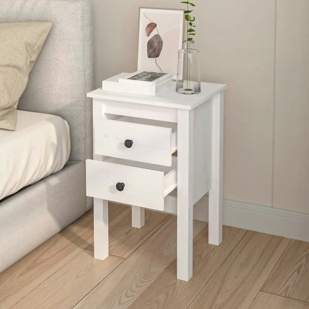 Bedside Cabinets 2 pcs White 40x35x61.5 cm Solid Wood Pine 813692