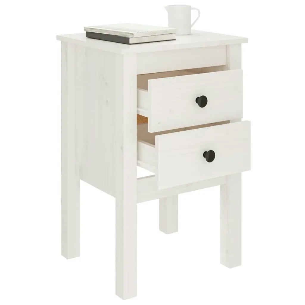 Bedside Cabinets 2 pcs White 40x35x61.5 cm Solid Wood Pine 813692