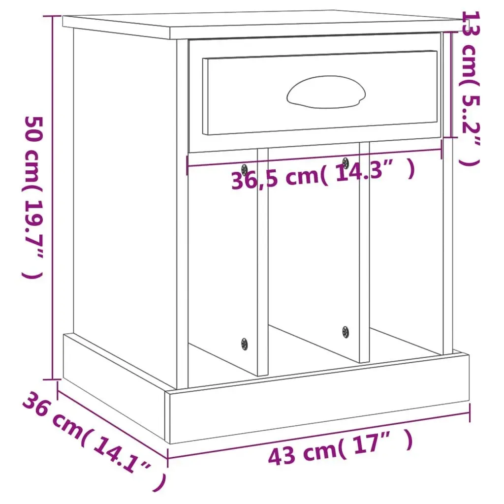 Bedside Cabinets 2 pcs White 43x36x50 cm 816345