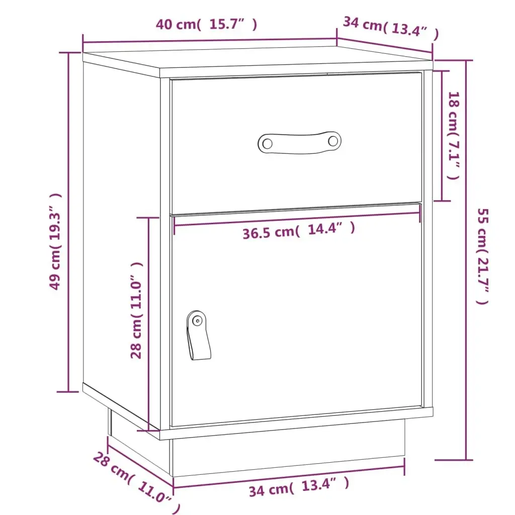 Bedside Cabinets 2 pcs 40x34x55 cm Solid Wood Pine 818306