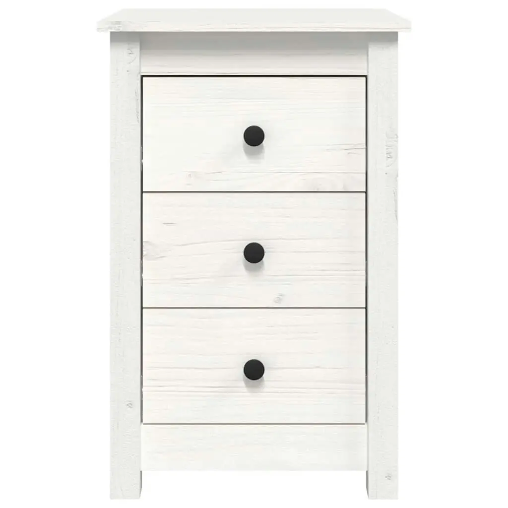 Bedside Cabinet White 40x35x61.5 cm Solid Wood Pine 813701