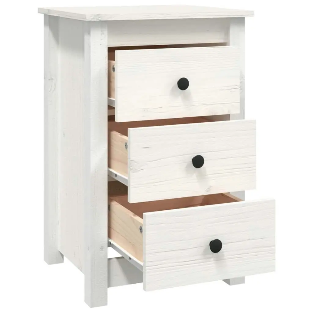 Bedside Cabinet White 40x35x61.5 cm Solid Wood Pine 813701