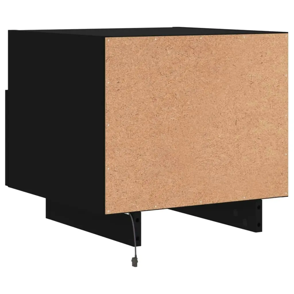 Bedside Cabinet with LED Lights Black 40x39x37 cm 836800