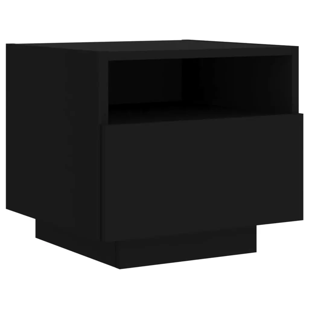 Bedside Cabinet with LED Lights Black 40x39x37 cm 836800