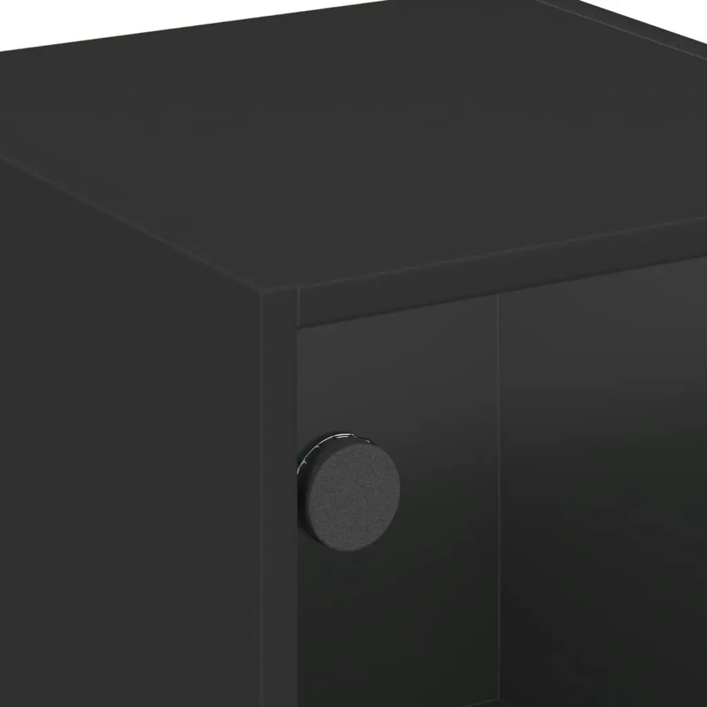 Bedside Cabinet with Glass Door Black 35x37x42 cm 836345