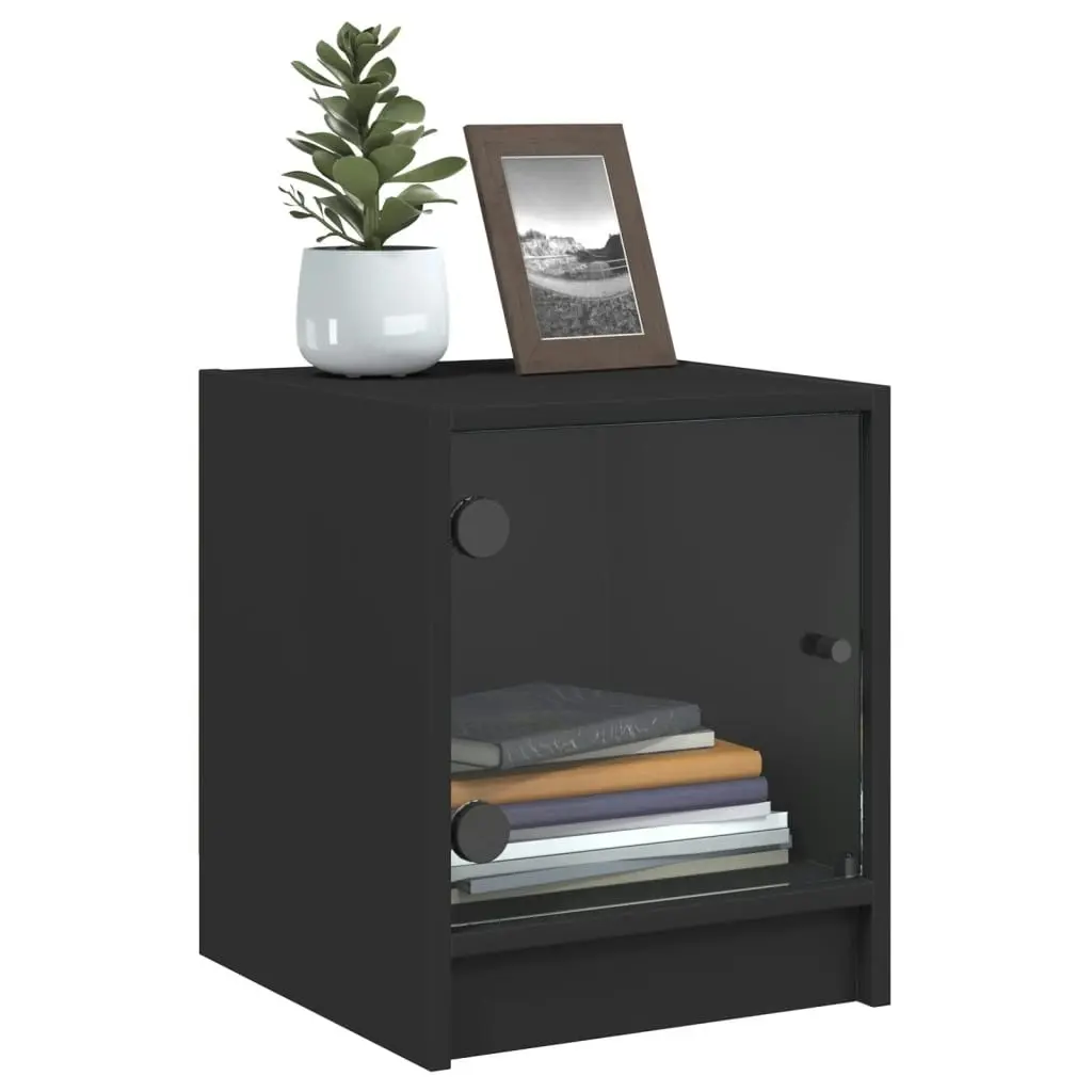 Bedside Cabinet with Glass Door Black 35x37x42 cm 836345