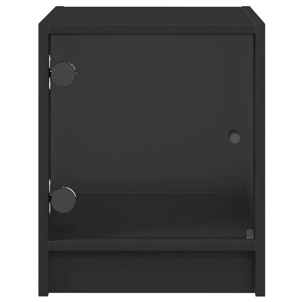 Bedside Cabinet with Glass Door Black 35x37x42 cm 836345