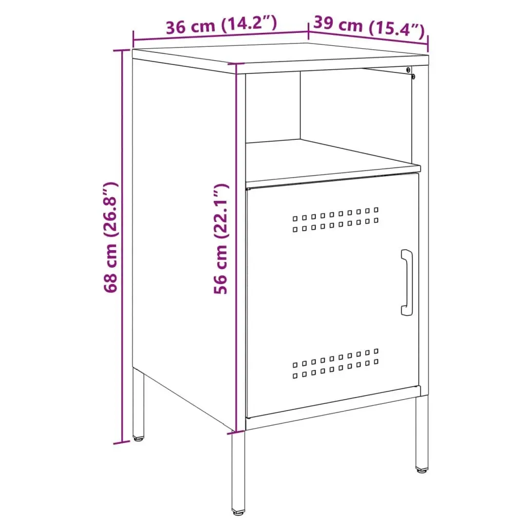 Bedside Cabinets 2 pcs Black 36x39x68 cm Steel 843067