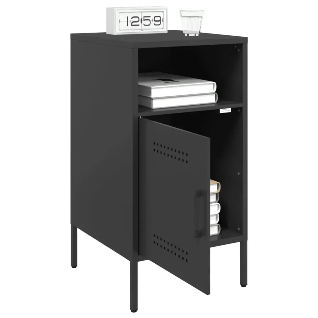 Bedside Cabinets 2 pcs Black 36x39x68 cm Steel 843067