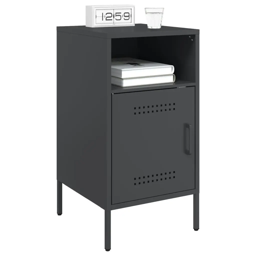 Bedside Cabinets 2 pcs Black 36x39x68 cm Steel 843067