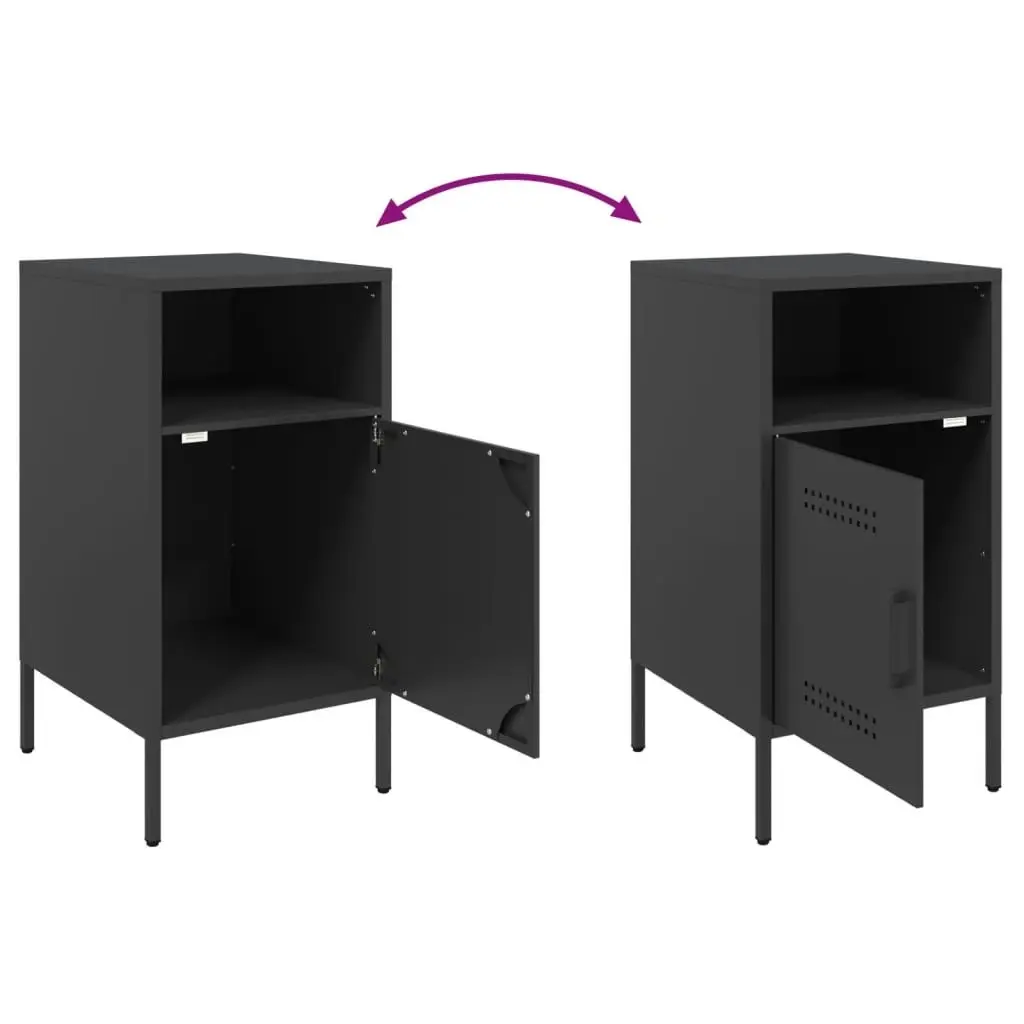 Bedside Cabinets 2 pcs Black 36x39x68 cm Steel 843067