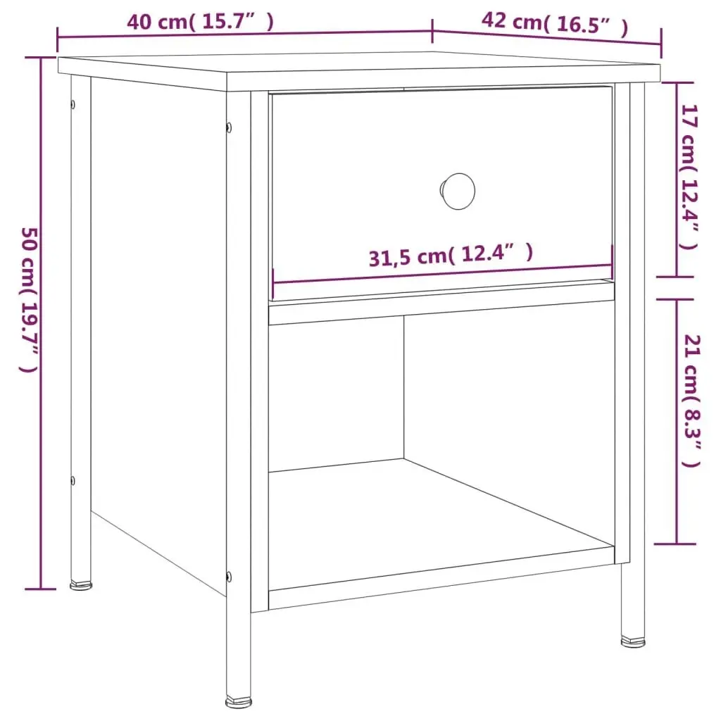 Bedside Cabinets 2 pcs Black 40x42x50 cm Engineered Wood 825934