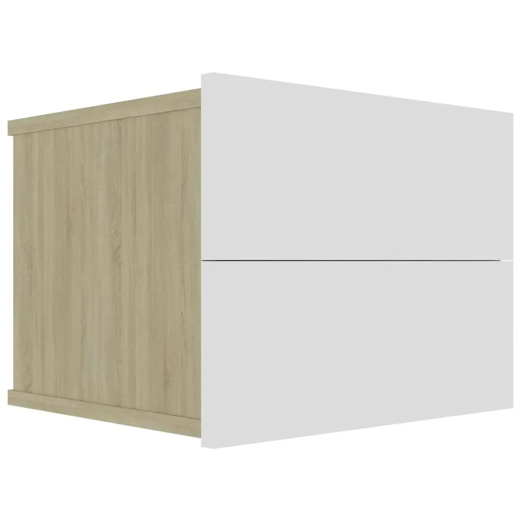 Bedside Cabinets 2 pcs White and Sonoma Oak 40x30x30 cm Engineered Wood 801064