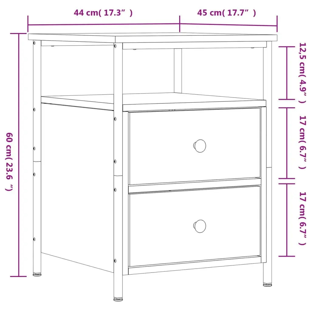 Bedside Cabinets 2 pcs Black 44x45x60 cm Engineered Wood 826004