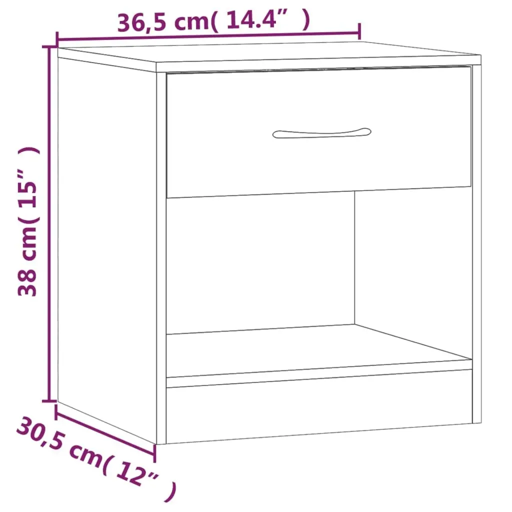 Bedside Cabinets 2 pcs with Drawer Concrete Grey 342584