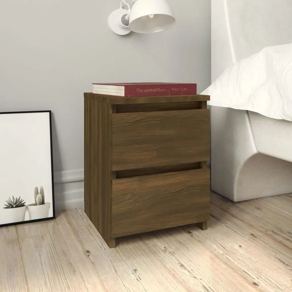 Bedside Cabinets 2 pcs Brown Oak 30x30x40 cm Engineered Wood 815332