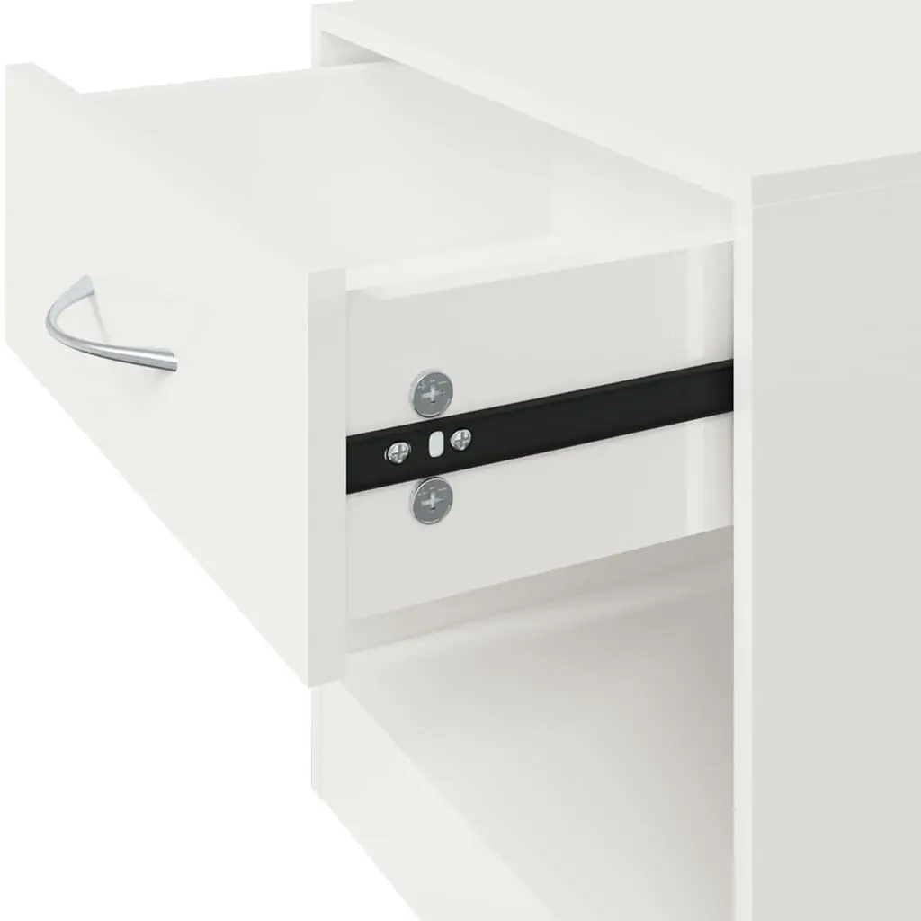 Bedside Cabinets 2 pcs with Drawer High Gloss White 342585