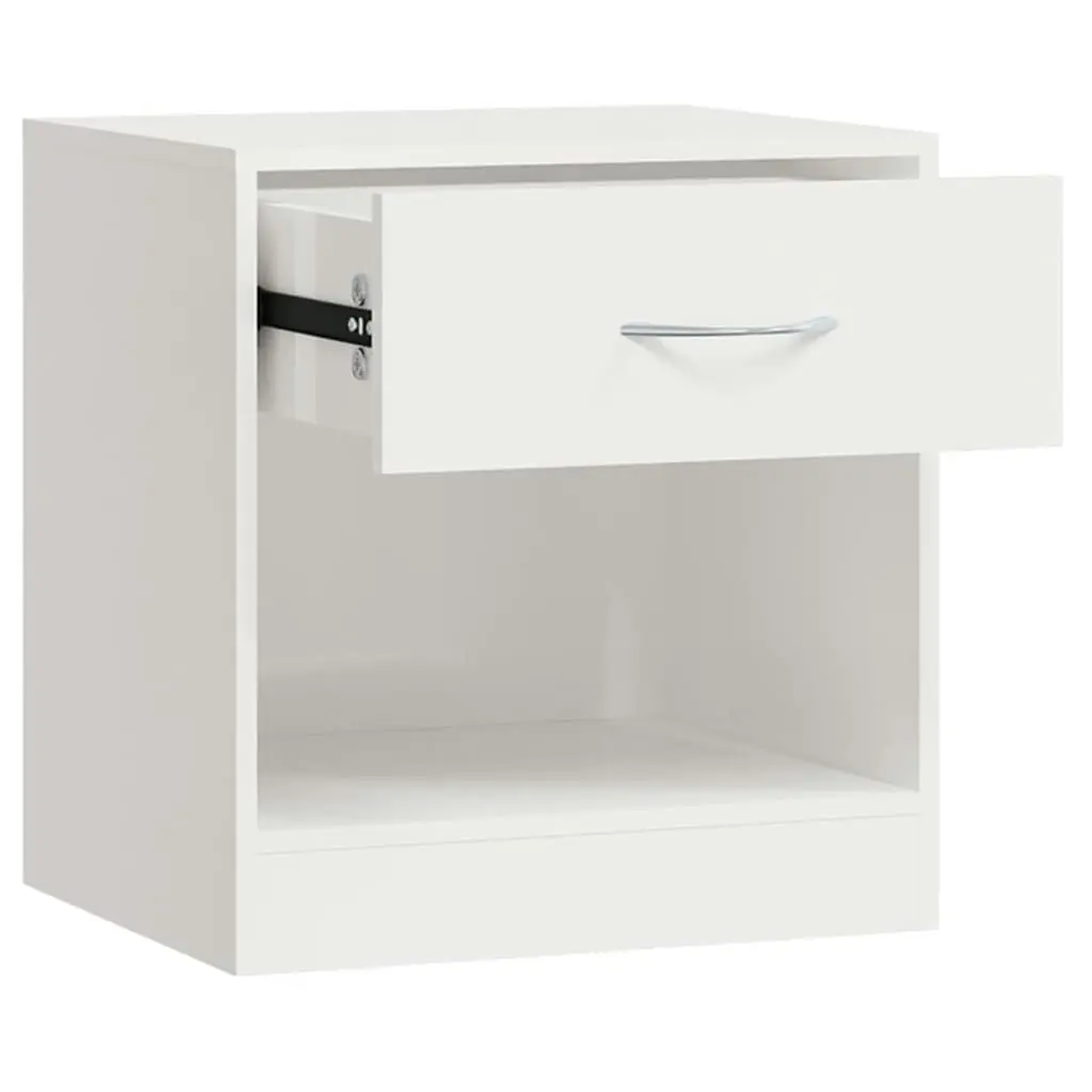 Bedside Cabinets 2 pcs with Drawer High Gloss White 342585