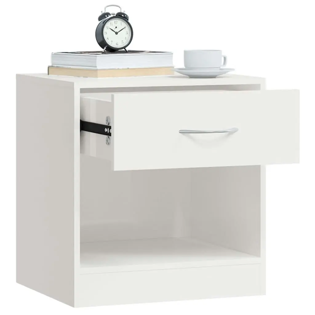 Bedside Cabinets 2 pcs with Drawer High Gloss White 342585