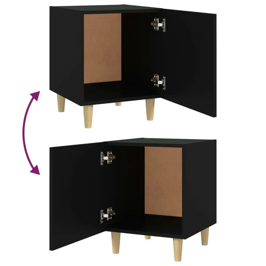 Bedside Cabinets 2 pcs Black Engineered Wood 812045