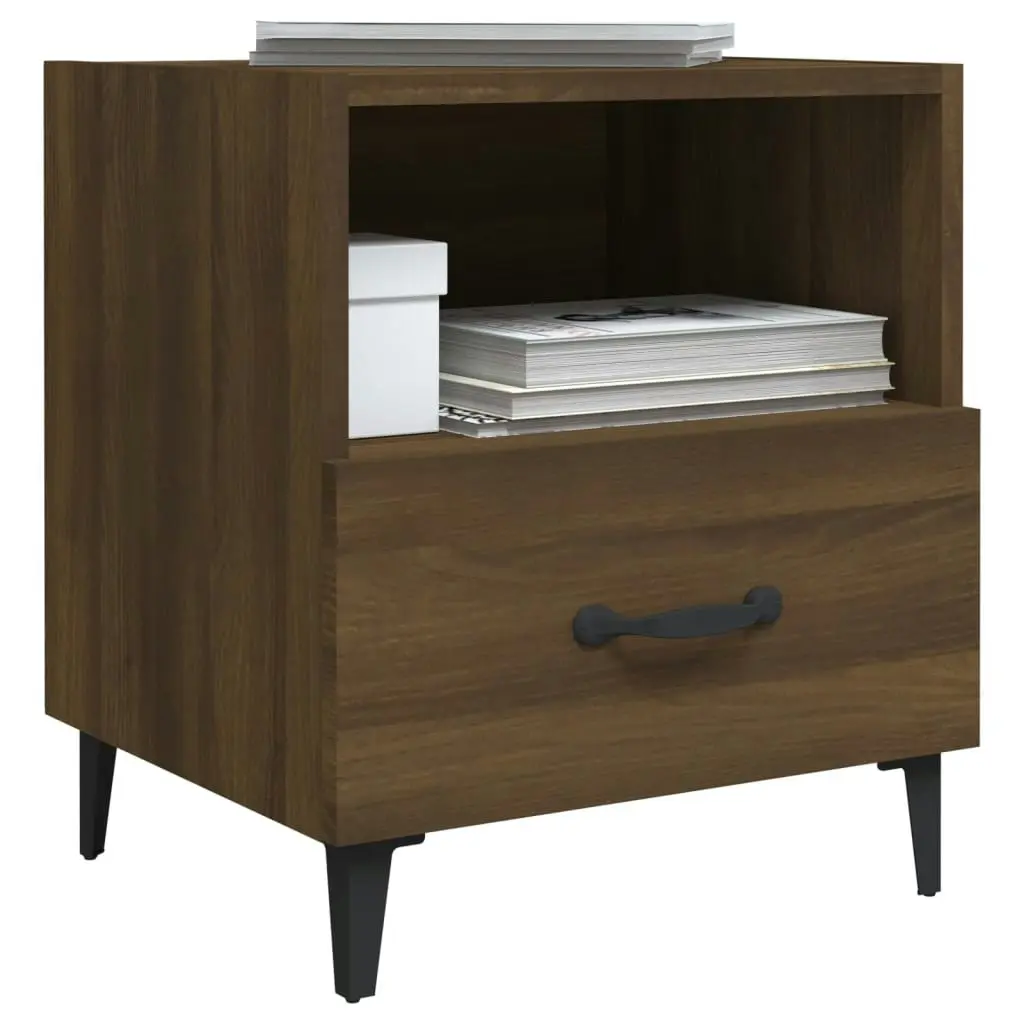 Bedside Cabinets 2 pcs Brown Oak Engineered Wood 817308