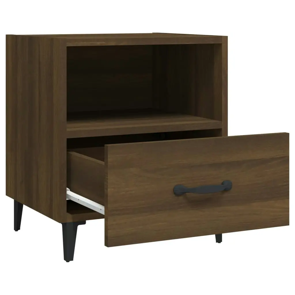 Bedside Cabinets 2 pcs Brown Oak Engineered Wood 817308