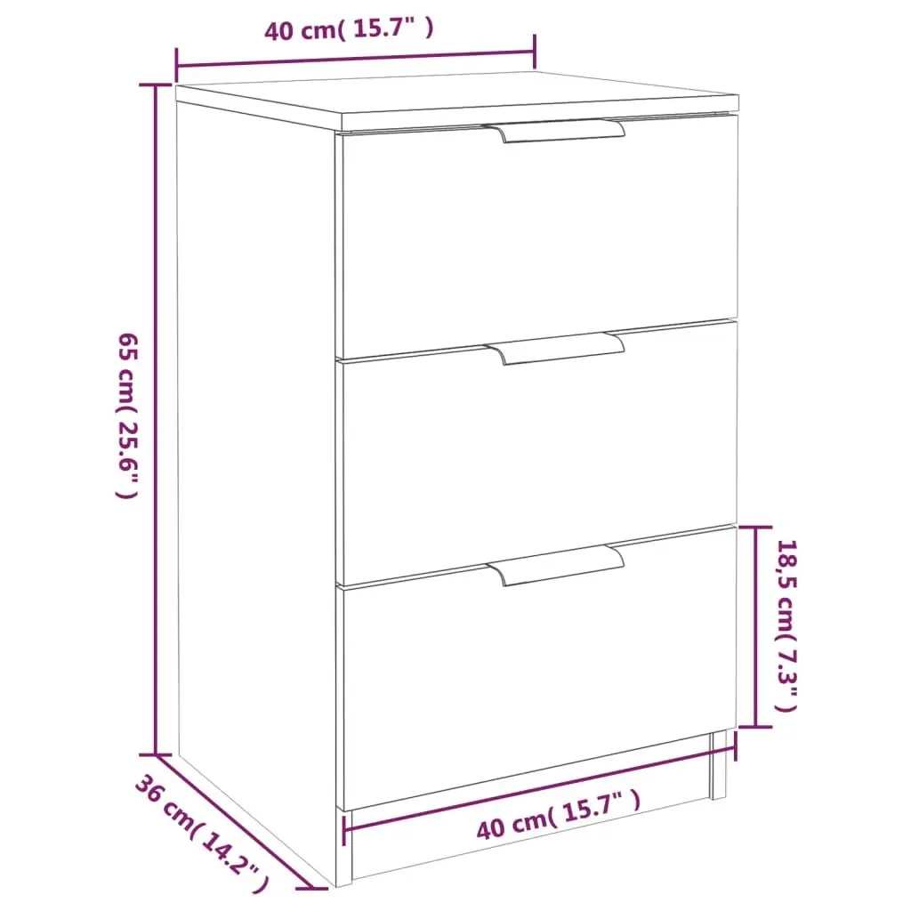 Bedside Cabinets 2 pcs Concrete Grey 40x36x65 cm 811277