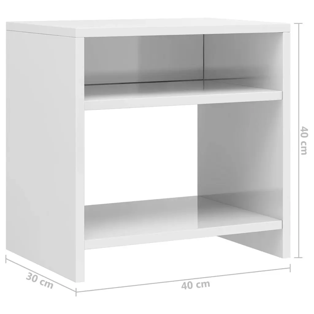 Bedside Cabinets 2 pcs High Gloss White 40x30x40 cm Engineered Wood 800022