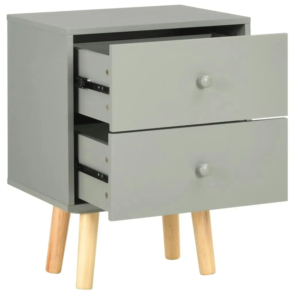 Bedside Cabinets 2 pcs Grey 40x30x50 cm Solid Pinewood 285227