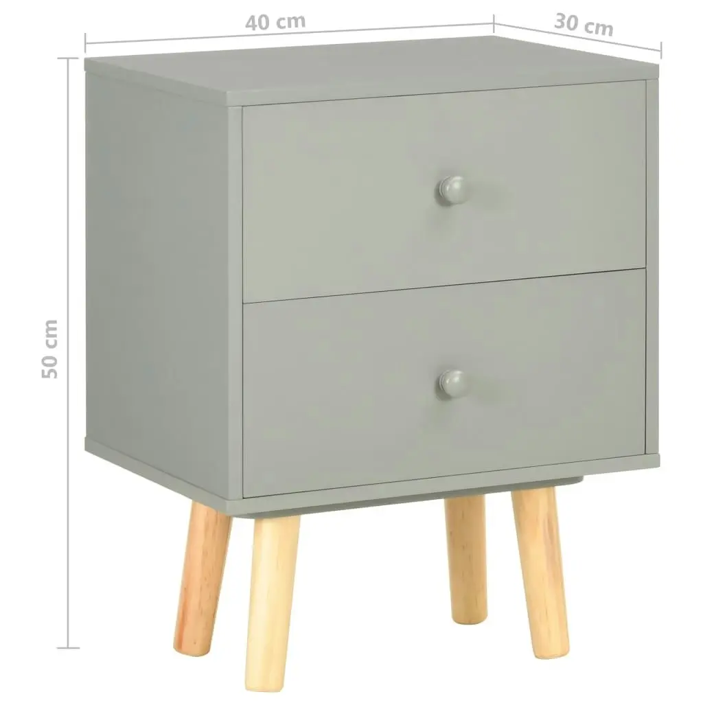 Bedside Cabinets 2 pcs Grey 40x30x50 cm Solid Pinewood 285227