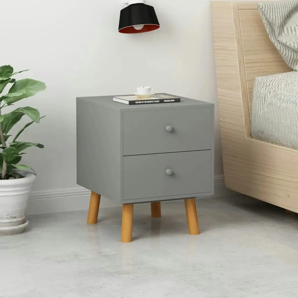 Bedside Cabinets 2 pcs Grey 40x30x50 cm Solid Pinewood 285227