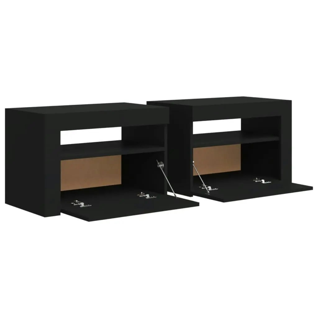 Bedside Cabinets 2 pcs with LEDs Black 60x35x40 cm 3080735