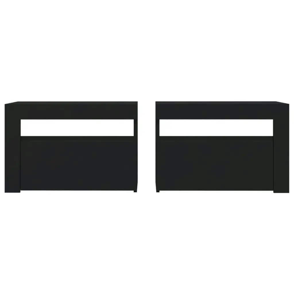 Bedside Cabinets 2 pcs with LEDs Black 60x35x40 cm 3080735