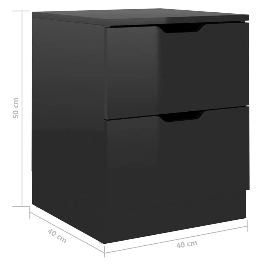 Bedside Cabinets 2 pcs High Gloss Black 40x40x50 cm Engineered Wood 326738