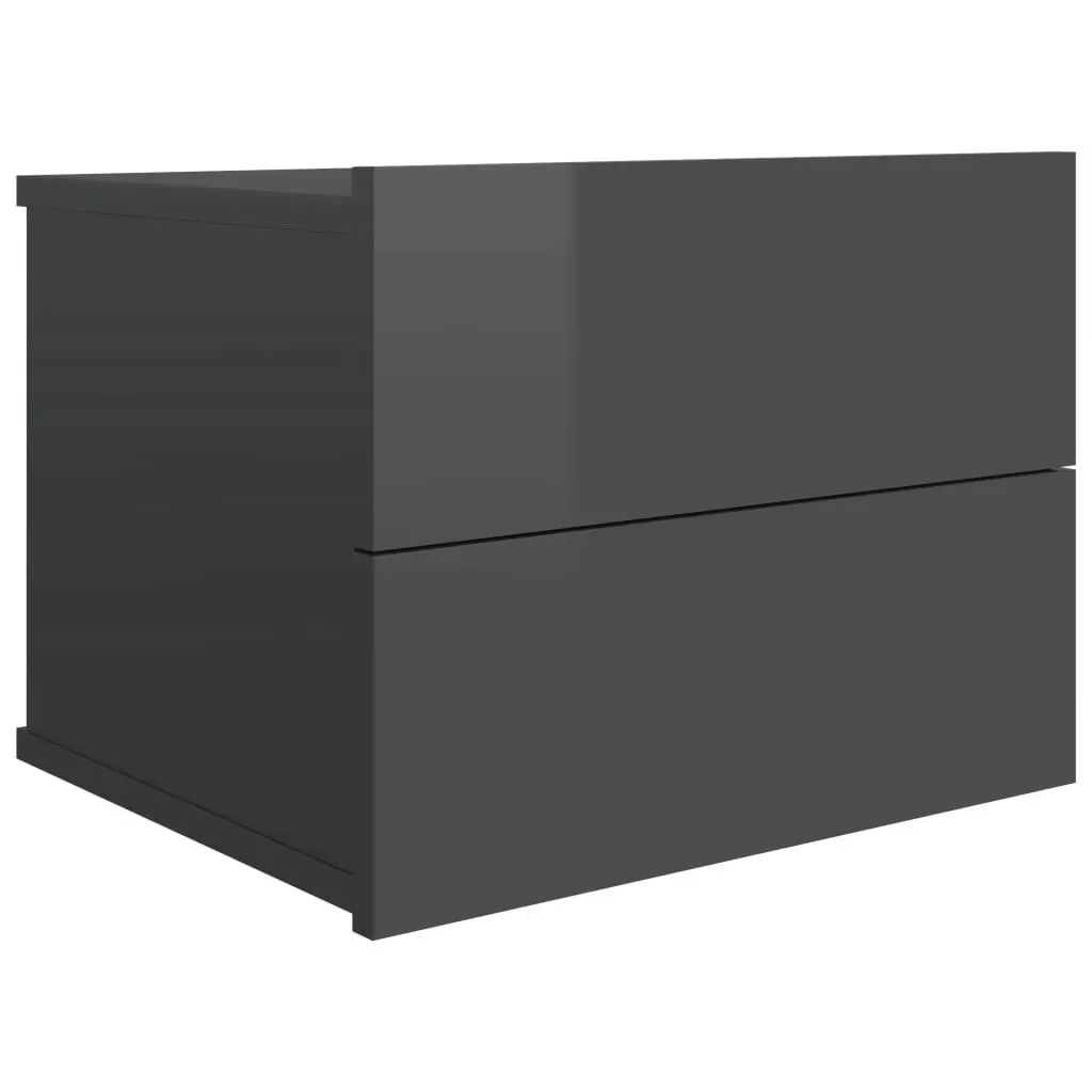 Bedside Cabinets 2 pcs High Gloss Grey 40x30x30 cm Engineered Wood 801070