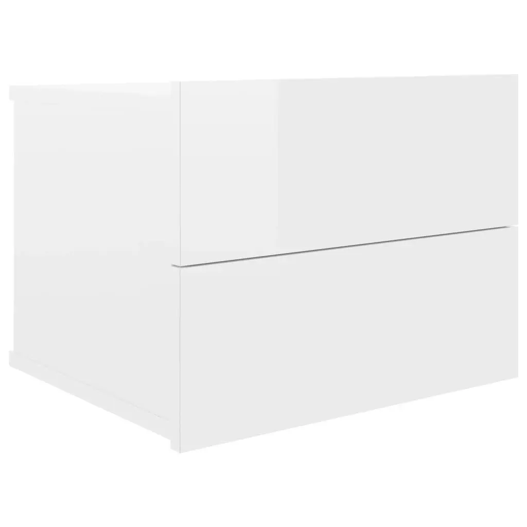 Bedside Cabinets 2 pcs High Gloss White 40x30x30 cm Engineered Wood 801066