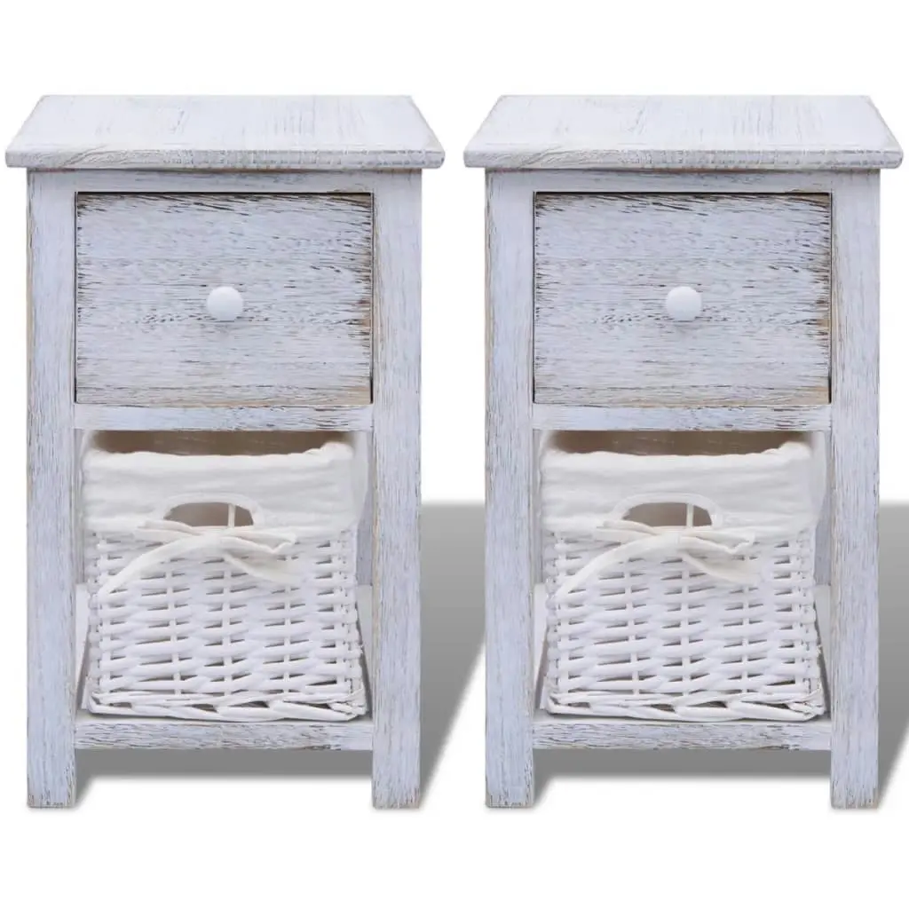 Bedside Cabinets 2 pcs Wood White 242867