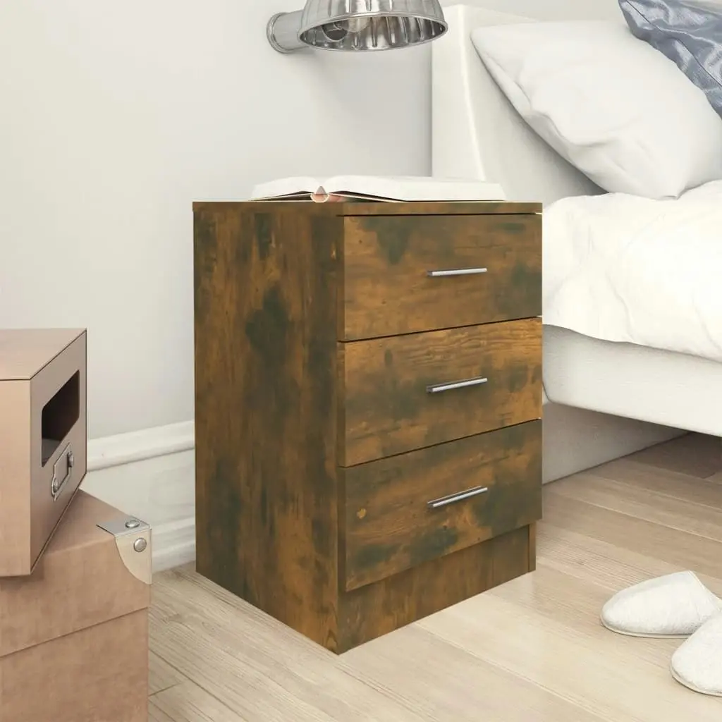 Bedside Cabinets 2 pcs Smoked Oak 38x35x56 cm Engineered Wood 815322