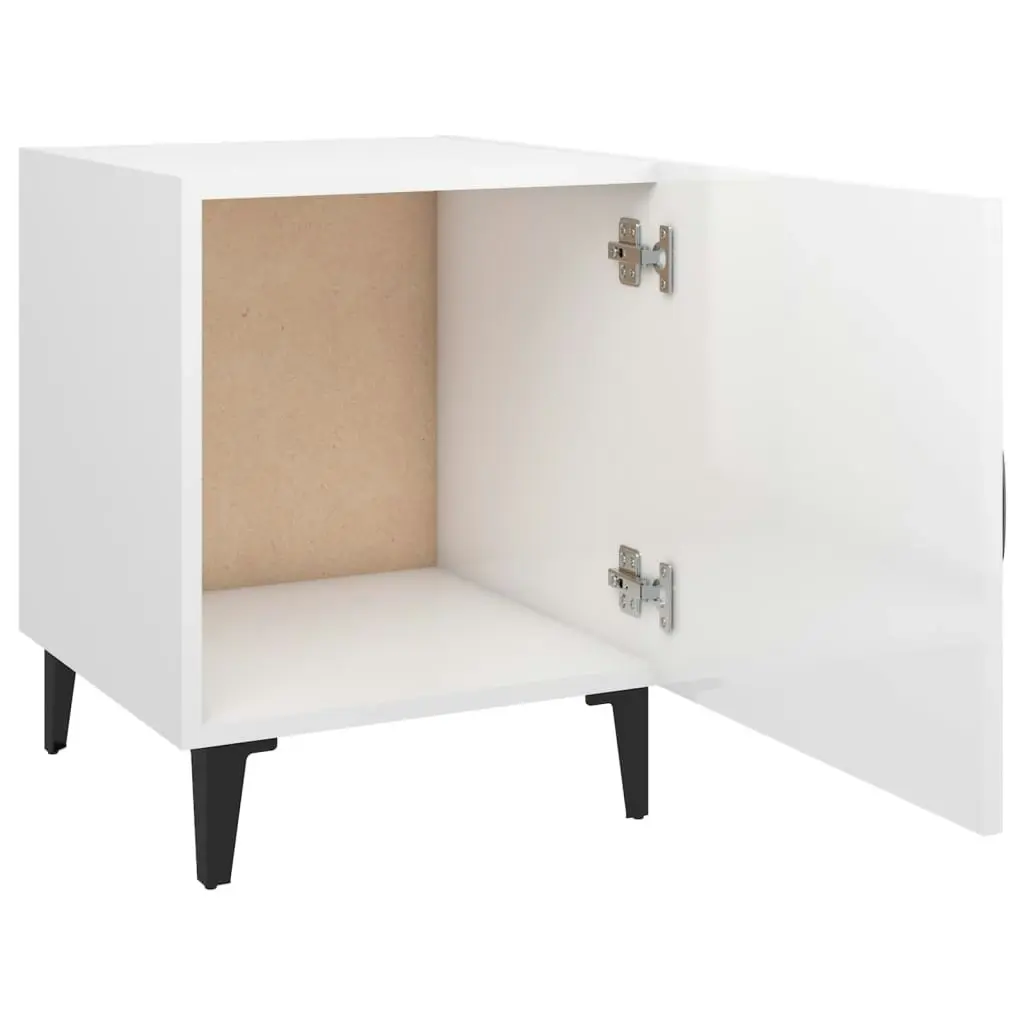 Bedside Cabinets 2 pcs High Gloss White Engineered Wood 812073