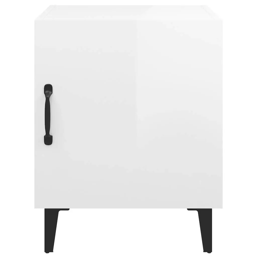 Bedside Cabinets 2 pcs High Gloss White Engineered Wood 812073