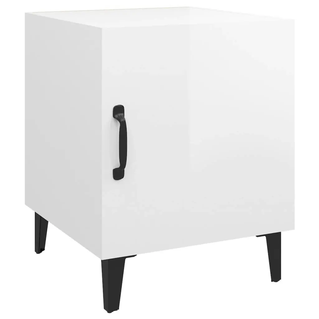 Bedside Cabinets 2 pcs High Gloss White Engineered Wood 812073