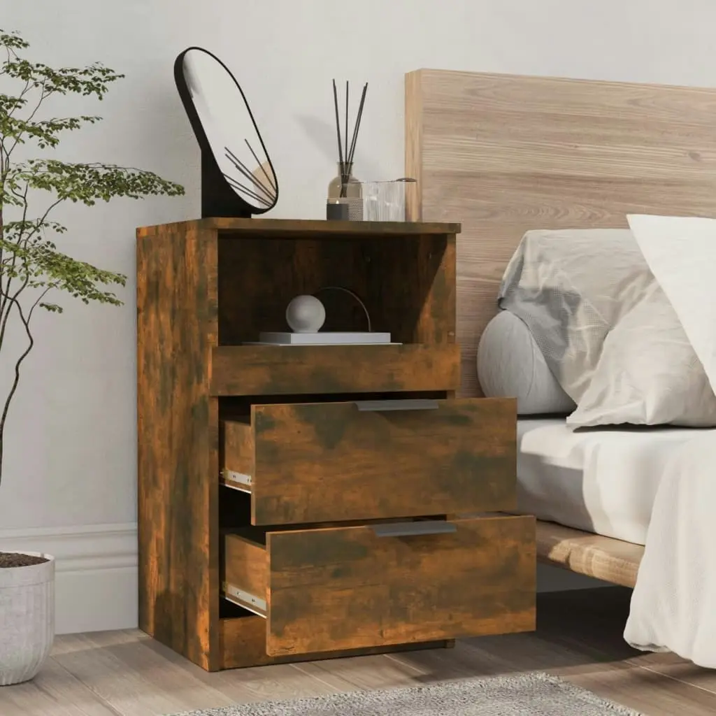 Bedside Cabinets 2 pcs Smoked Oak Engineered Wood 817040