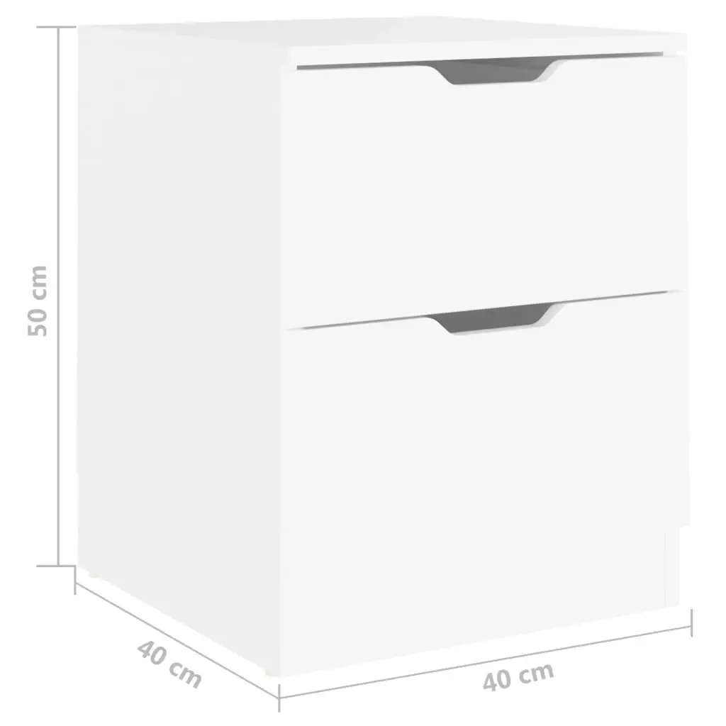 Bedside Cabinets 2 pcs White 40x40x50 cm Engineered Wood 326724