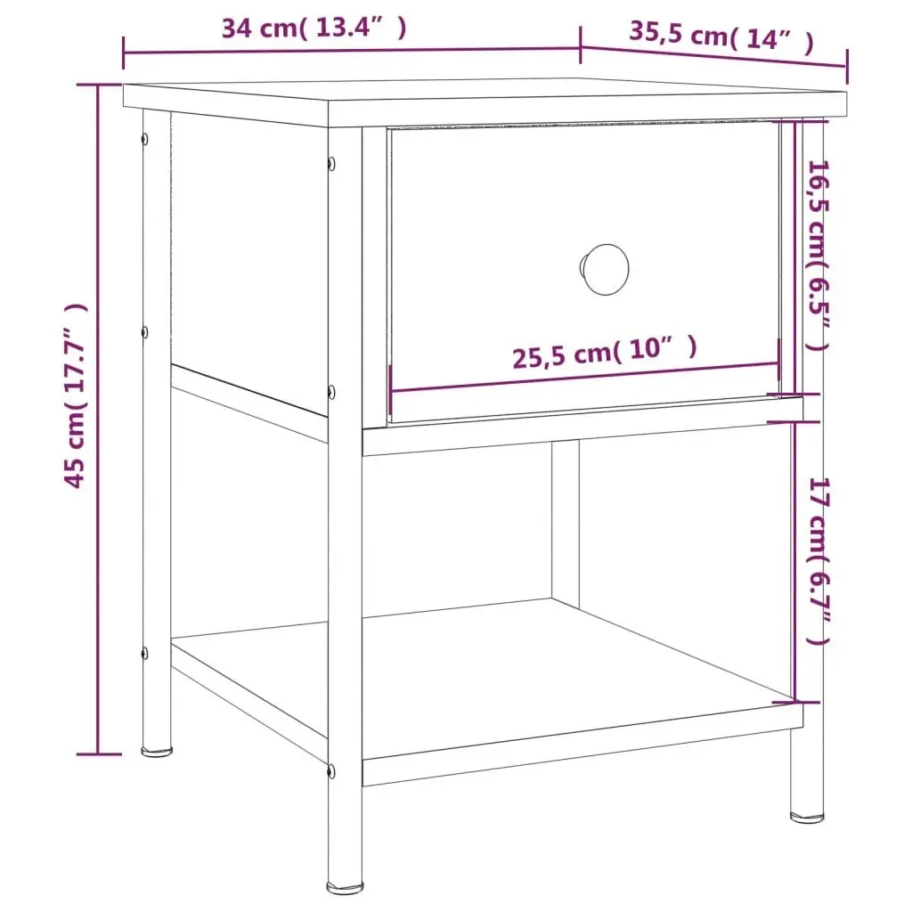 Bedside Table Sonoma Oak 34x35.5x45 cm Engineered Wood 825855